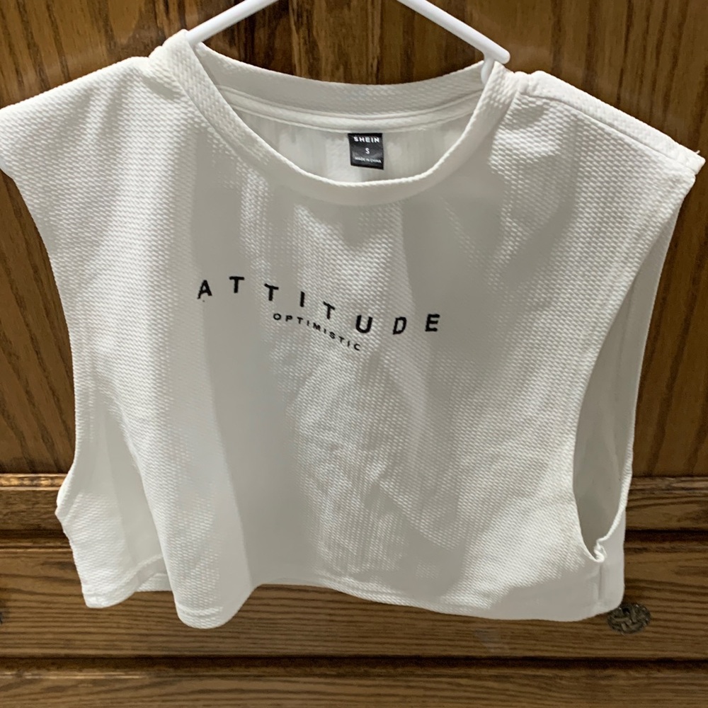 SHEIN White Attitude Crop Top